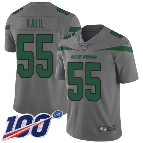 New York Jets Limited Gray Youth Ryan Kalil Jersey NFL Football #55 100th Season Inverted Legend->youth nfl jersey->Youth Jersey